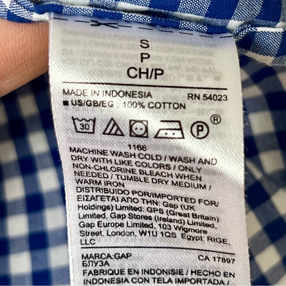 GAP Lightweight Preppy Cotton Gingham Ruched Sleeve Blouse—SZ. Small - Picture 8 of 12